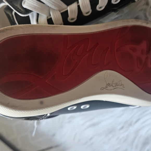 Christian Louboutin Black and White Sneakers with Glossy Finish - Picture 6 of 16
